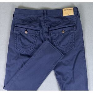 True Religion Jeans Pants Mens 36x33 Geno Relaxed Slim Navy‎ Blue Flap Pocket